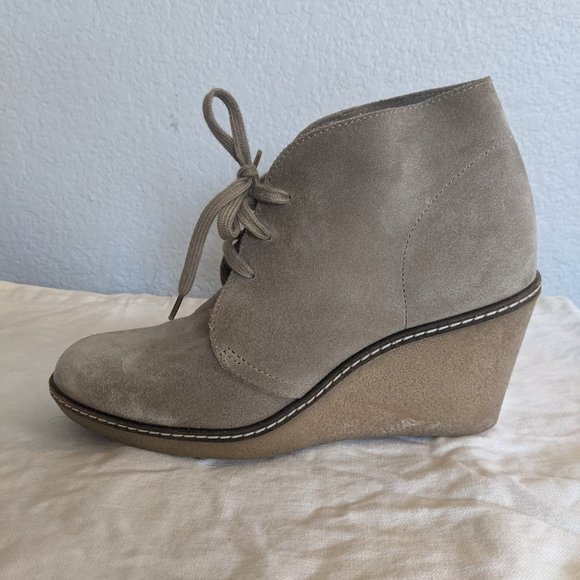 J. Crew Shoes - J. Crew MacAlister Wedge Boots Booties in Beige Light Brown Suede